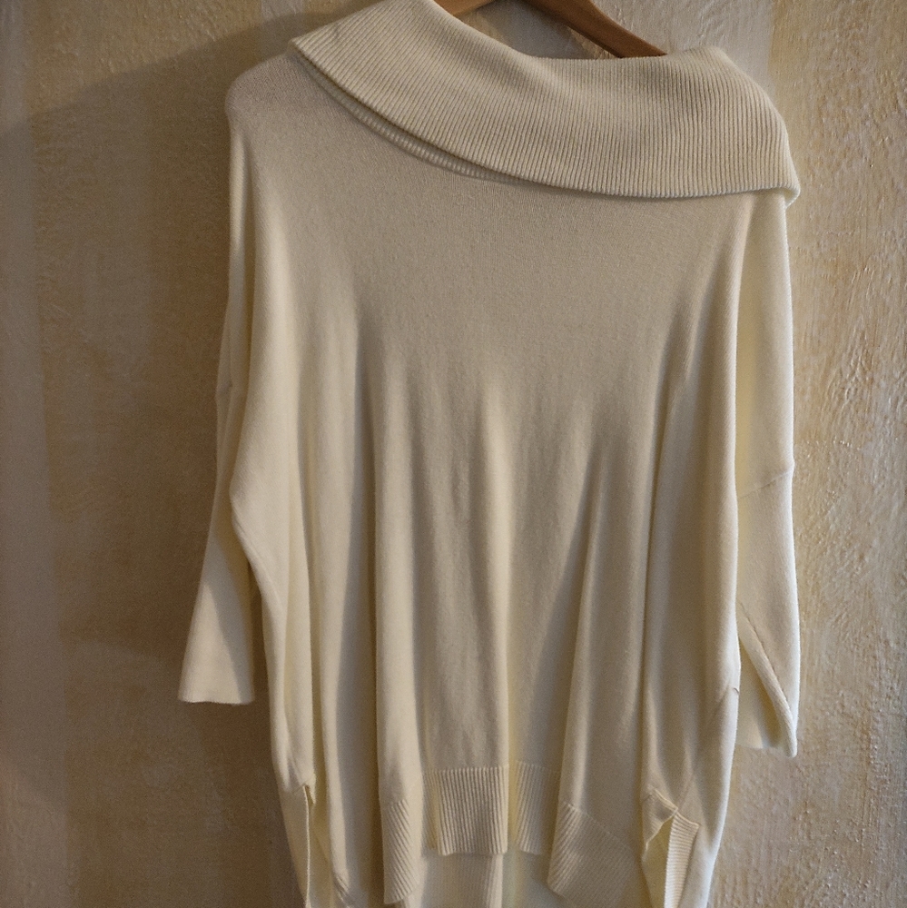 White Oversized Cowl Neck Top